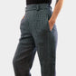 1990s Navy Houndstooth Wool-Blend High-Waisted Side-Button Pants