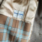 1950s - 1960s Beige Blue Wool Tweed Plaid Lined Overcoat - XL