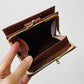1970s Tobacco Brown Leather Kiss Lock Wallet