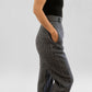1990s Navy Houndstooth Wool-Blend High-Waisted Side-Button Pants