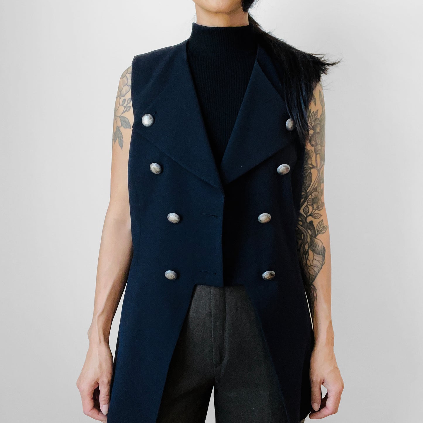 1980s Made in Canada Navy Double-Breasted Military Inspired Vest