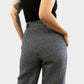 1990s Navy Houndstooth Wool-Blend High-Waisted Side-Button Pants