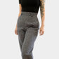 1990s Navy Houndstooth Wool-Blend High-Waisted Side-Button Pants