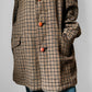 1950s Wool Houndstooth Plaid Double-Breasted Leather Button Jacket