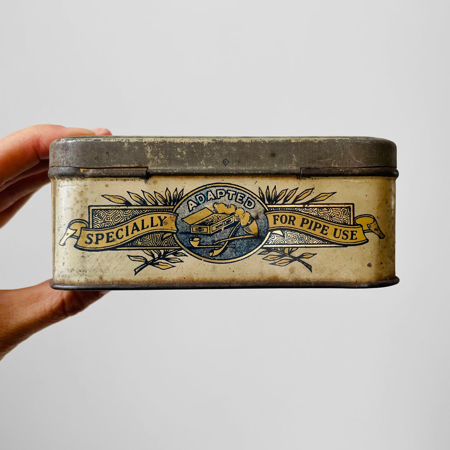 Early 1900s Antique Gold Block Tobacco Tin