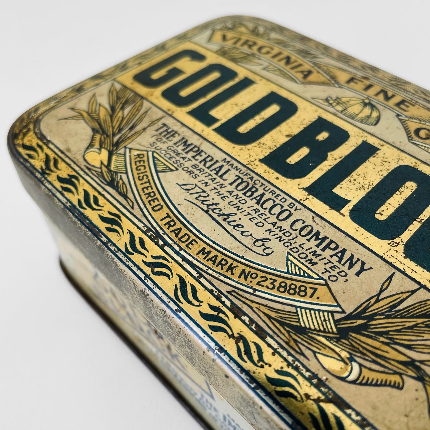 Early 1900s Antique Gold Block Tobacco Tin