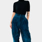 1980s Blue Suede Lined High-Waisted Tapered Balloon-Leg Trouser Pants