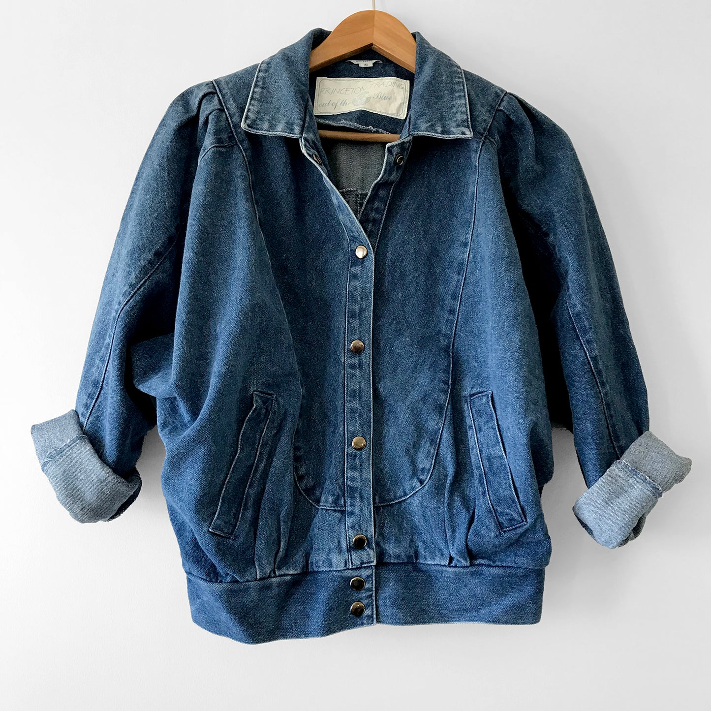 1980s Pleated Shoulder Denim Jean Jacket