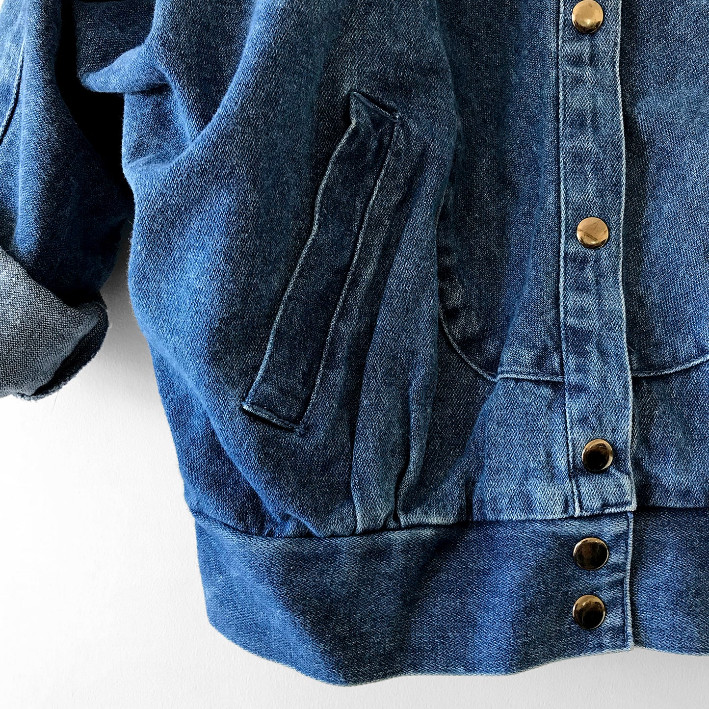 1980s Pleated Shoulder Denim Jean Jacket