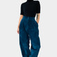 1980s Blue Suede Lined High-Waisted Tapered Balloon-Leg Trouser Pants