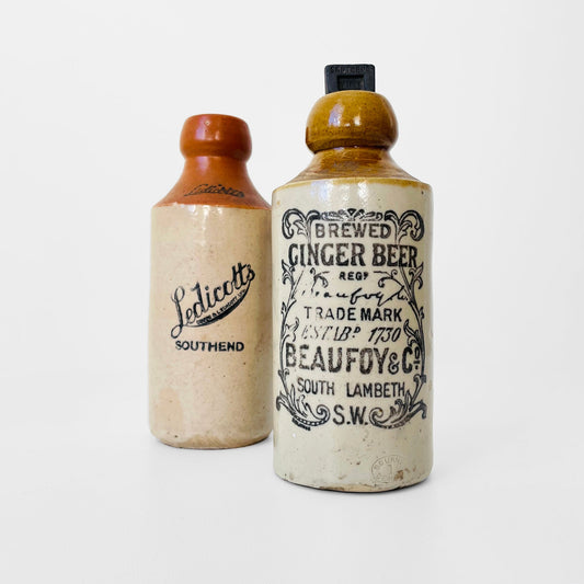 Early Ginger Beer Stoneware Pottery Bottle Set