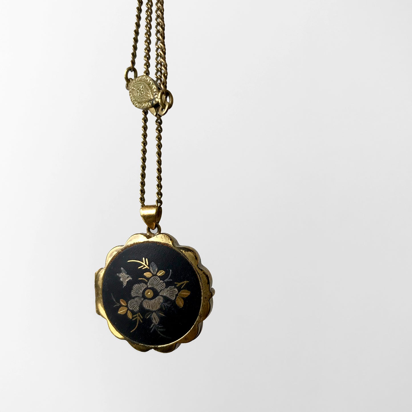 Floral Etched Locket Pendant Necklace