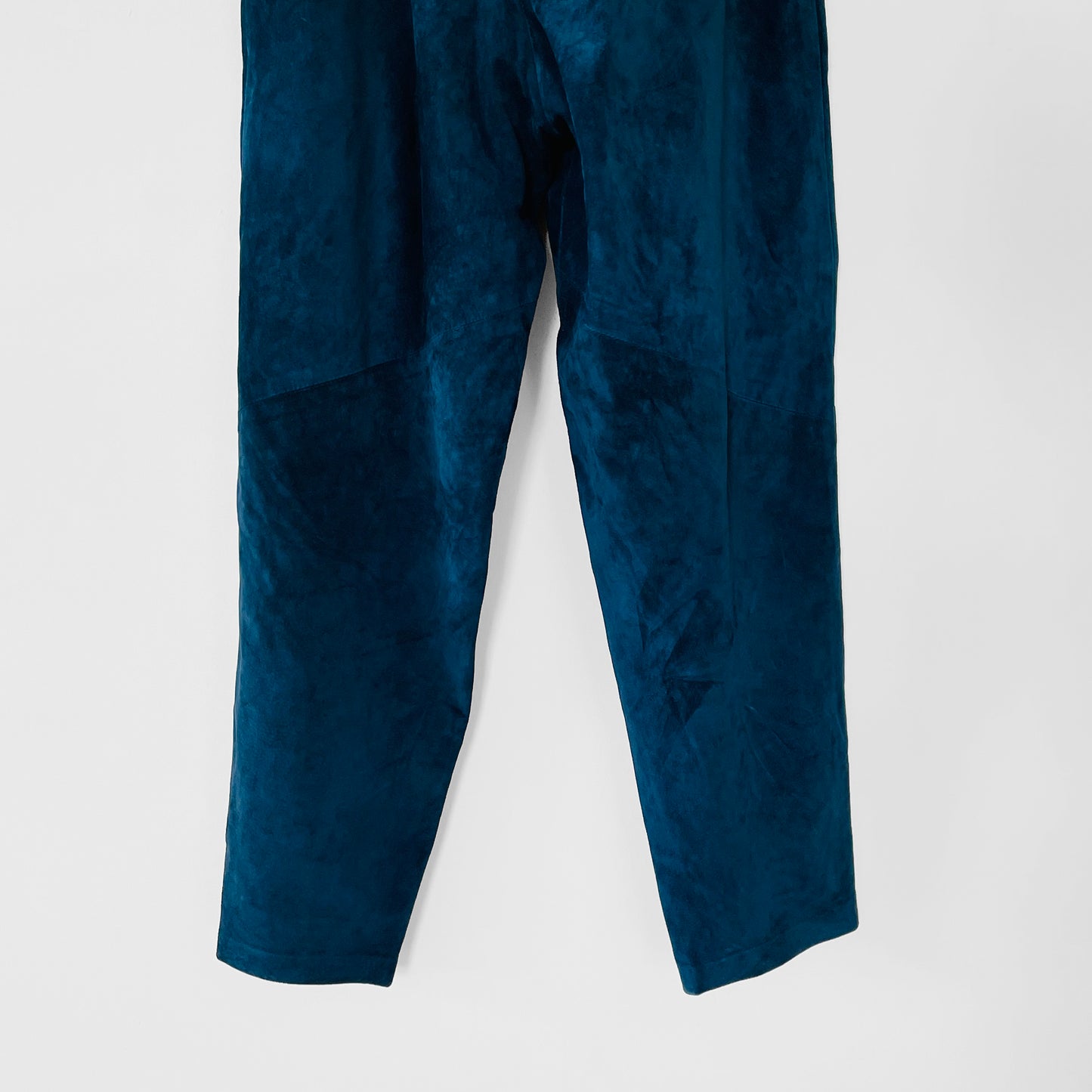 1980s Blue Suede Lined High-Waisted Tapered Balloon-Leg Trouser Pants