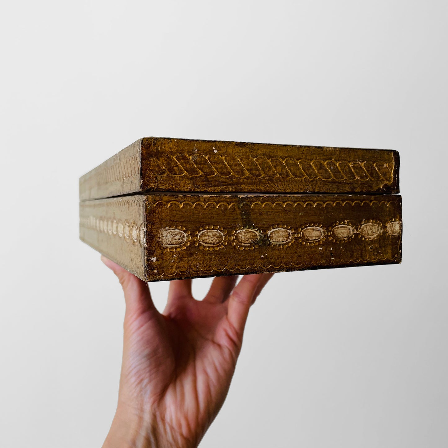 Florentine Hand-Painted Carved Wood Tissue Box