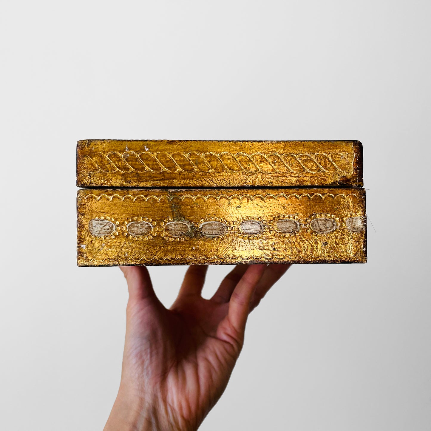 Florentine Hand-Painted Carved Wood Tissue Box