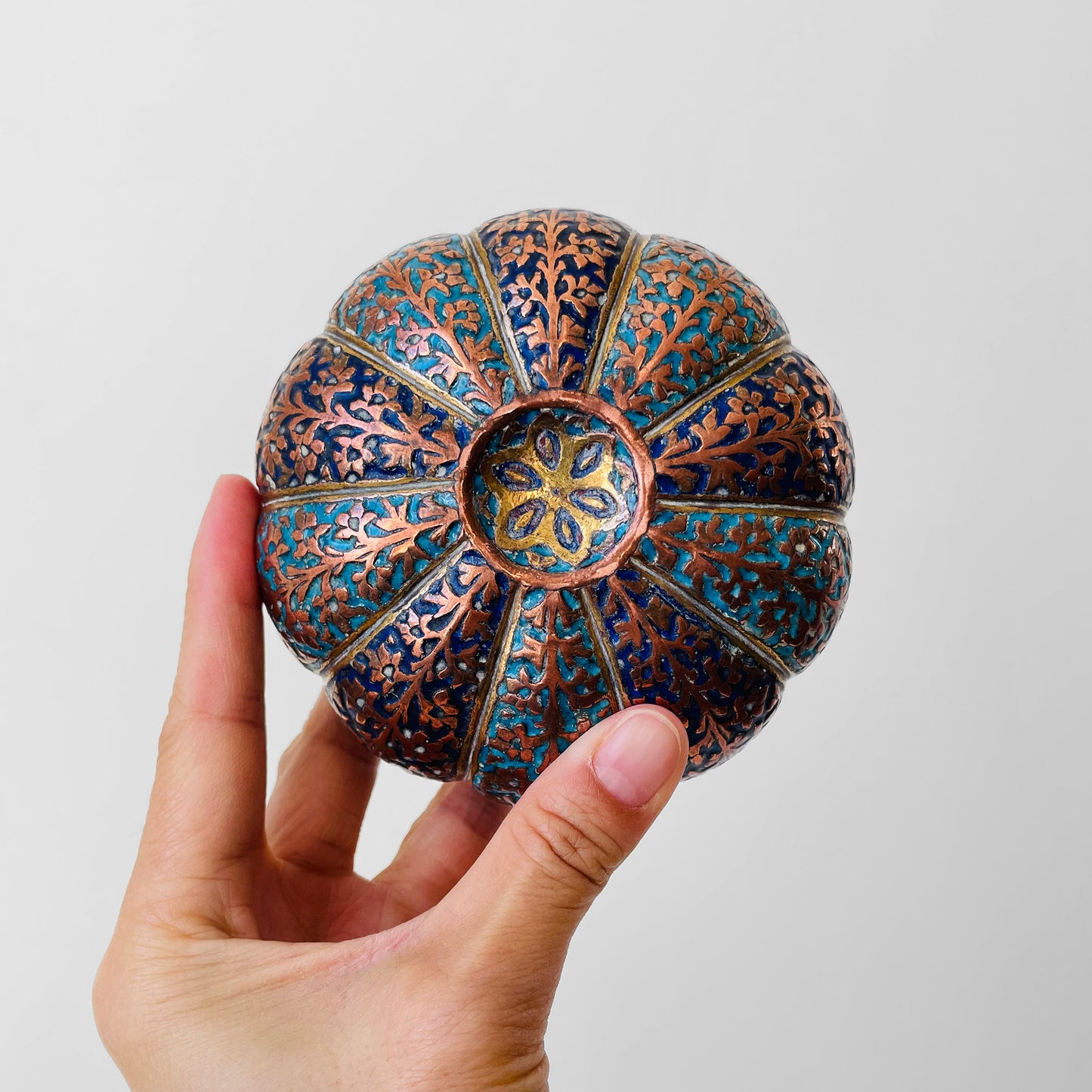 Hand-Painted Copper Dish