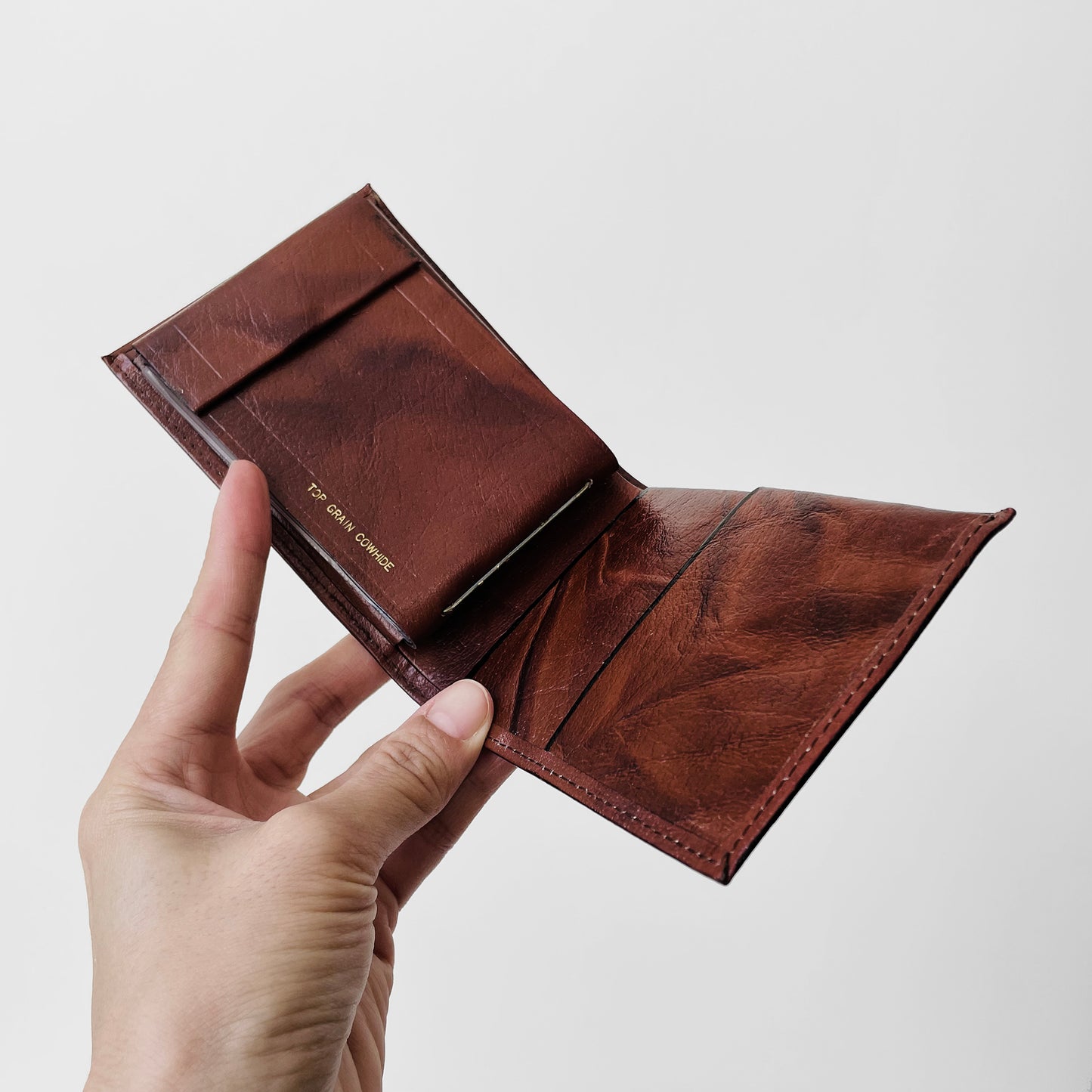 1970s Brown Marbled Leather Billfold Wallet