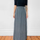 1970s Floor-Length Black and White Floral Ribbon Patterned Skirt