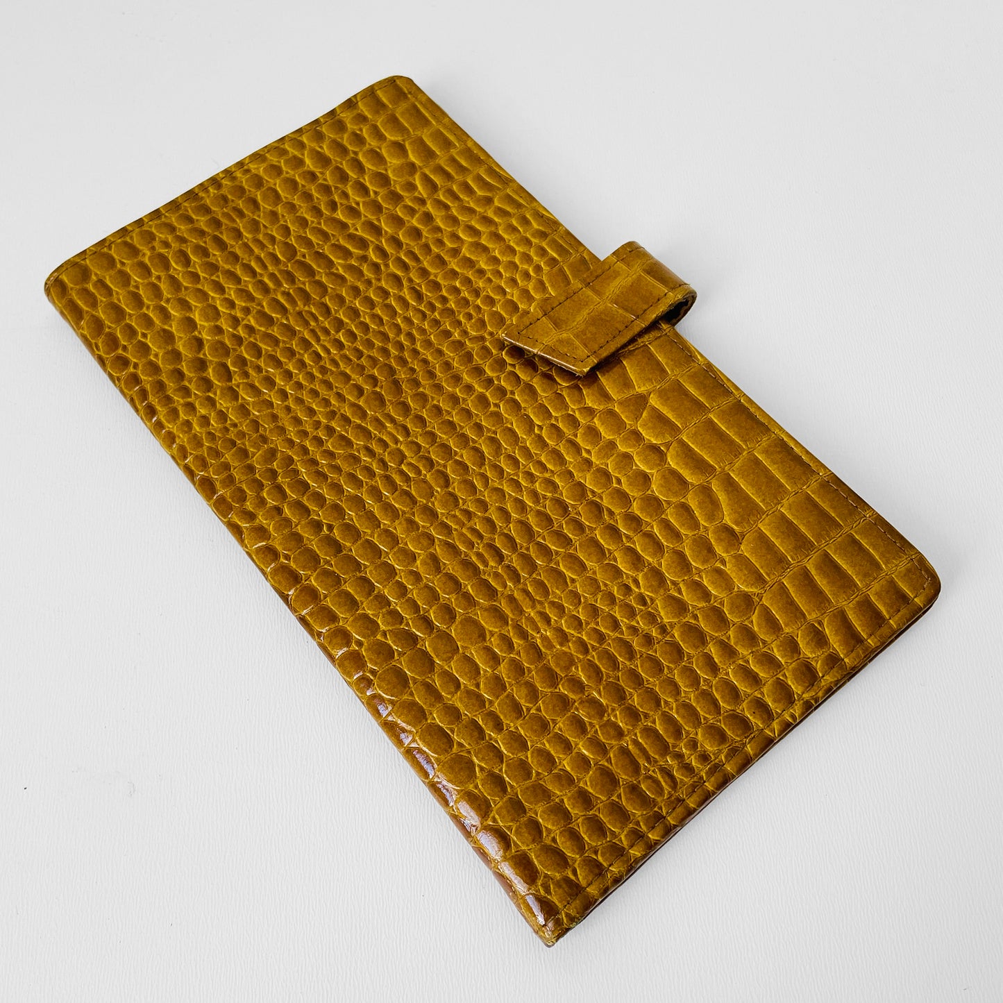 Golden Tan Textured Leather Half Fold Travel Wallet