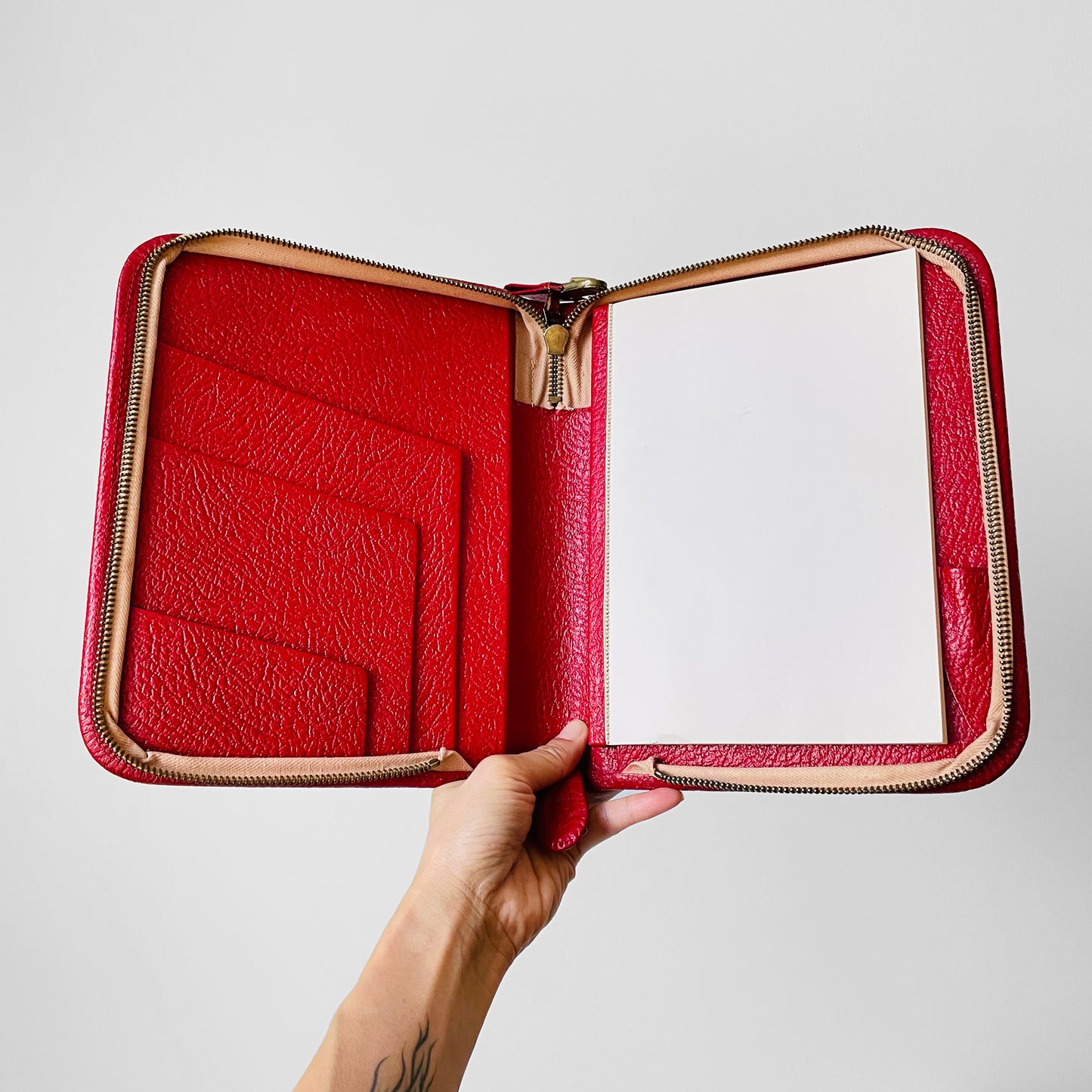 1960s Cherry Red Zippered Notebook Organizer Case