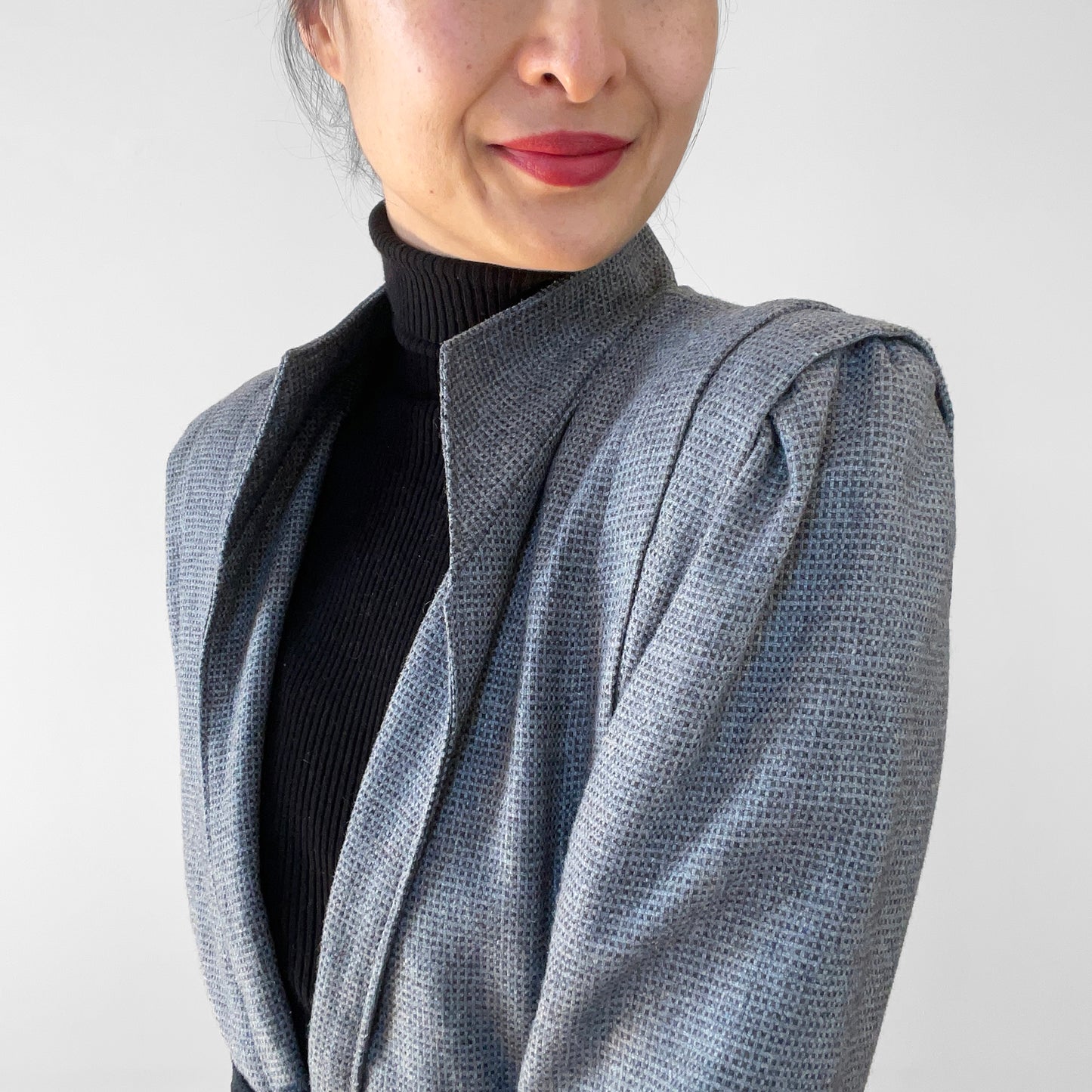 1970s - 1980s Gray Textured Wool Skirt and Jacket Set