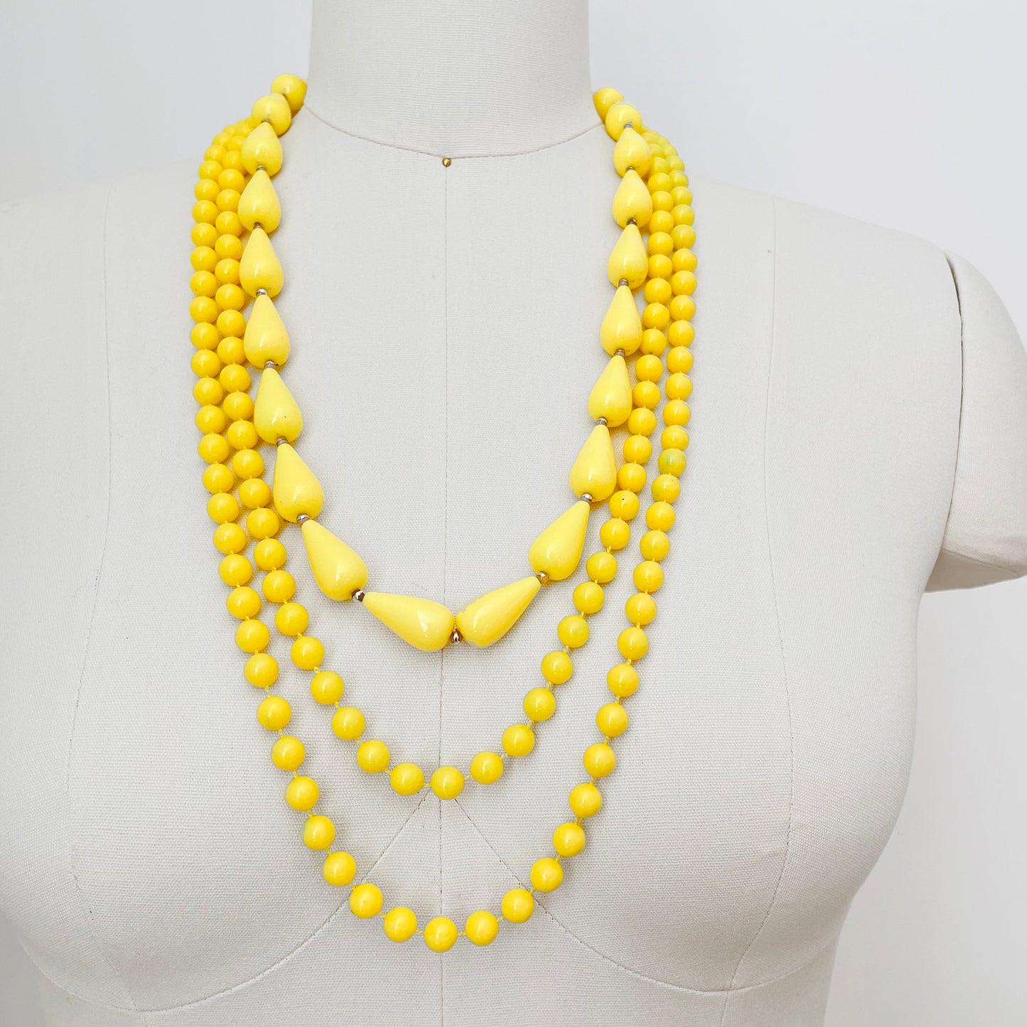 1960s Two-Piece Yellow Beaded Necklace Set