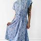 Handmade Blue and White Floral Button-Front Belted Dress