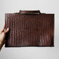 1940s Brown Textured Leather Well-Worn Attache Case