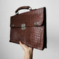 1940s Brown Textured Leather Well-Worn Attache Case