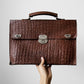 1940s Brown Textured Leather Well-Worn Attache Case
