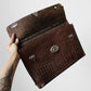 1940s Brown Textured Leather Well-Worn Attache Case