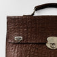 1940s Brown Textured Leather Well-Worn Attache Case