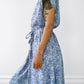 Handmade Blue and White Floral Button-Front Belted Dress