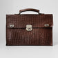 1940s Brown Textured Leather Well-Worn Attache Case