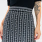 1970s Floor-Length Black and White Floral Ribbon Patterned Skirt