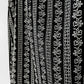 1970s Floor-Length Black and White Floral Ribbon Patterned Skirt