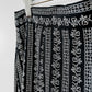 1970s Floor-Length Black and White Floral Ribbon Patterned Skirt