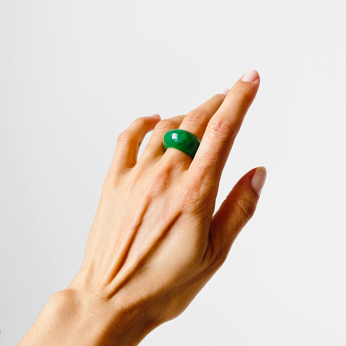 1960s Apple Green Faux-Jade Statement Ring