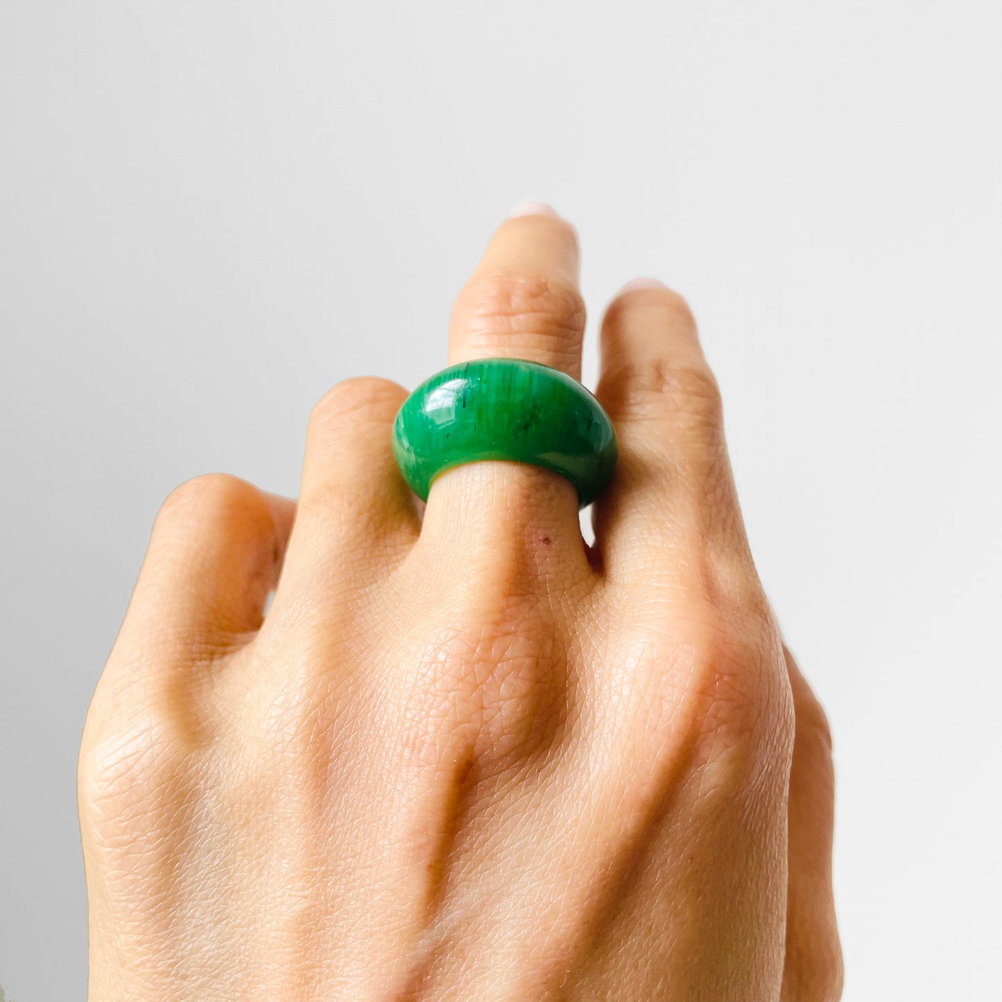 1960s Apple Green Faux-Jade Statement Ring