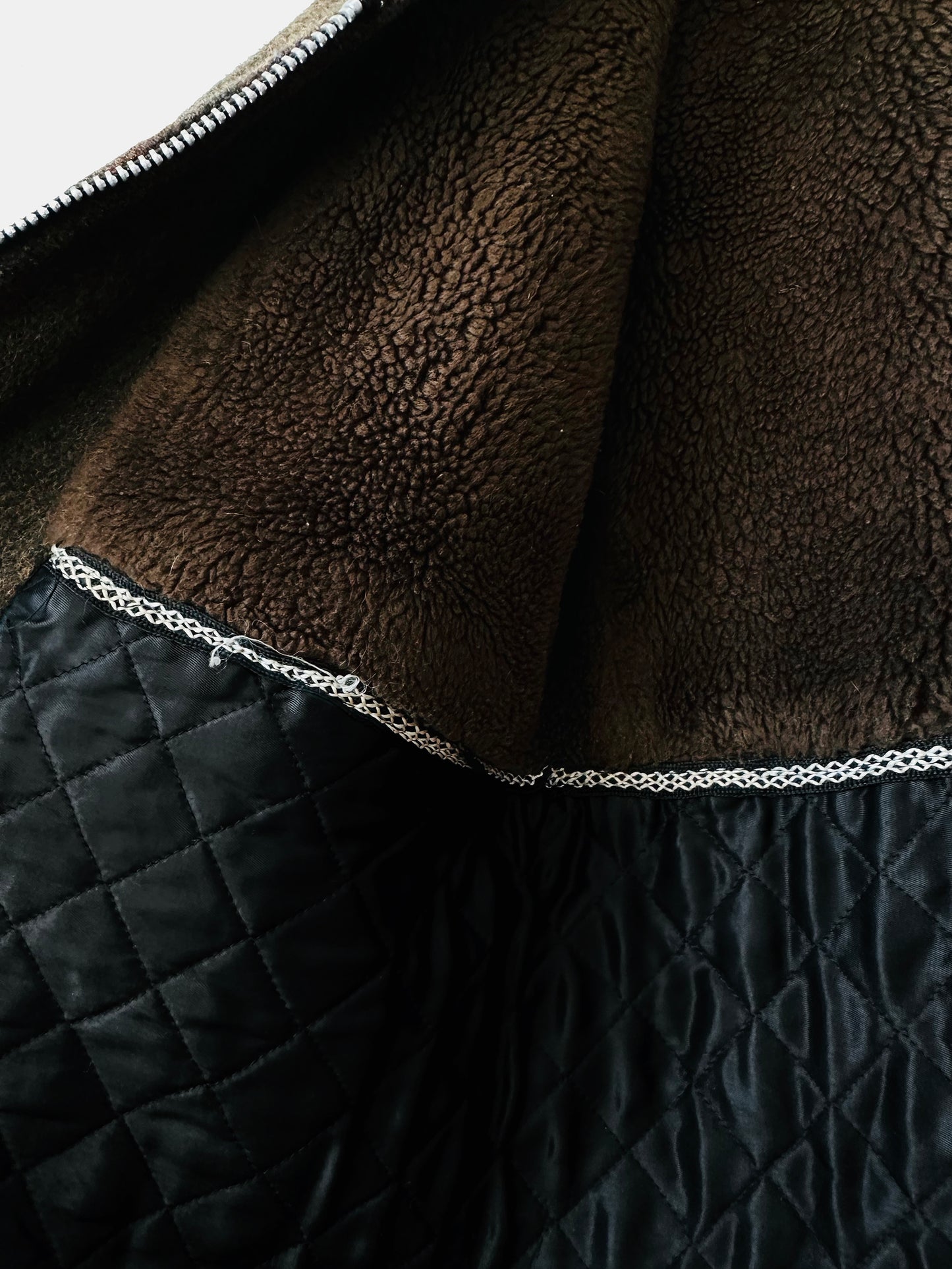 Olive Brown Heavy Wool Zip Front Toggle Button Hooded Faux Fur Quilted Lined Jacket - Sz.40