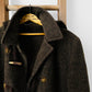 Olive Brown Heavy Wool Zip Front Toggle Button Hooded Faux Fur Quilted Lined Jacket - Sz.40
