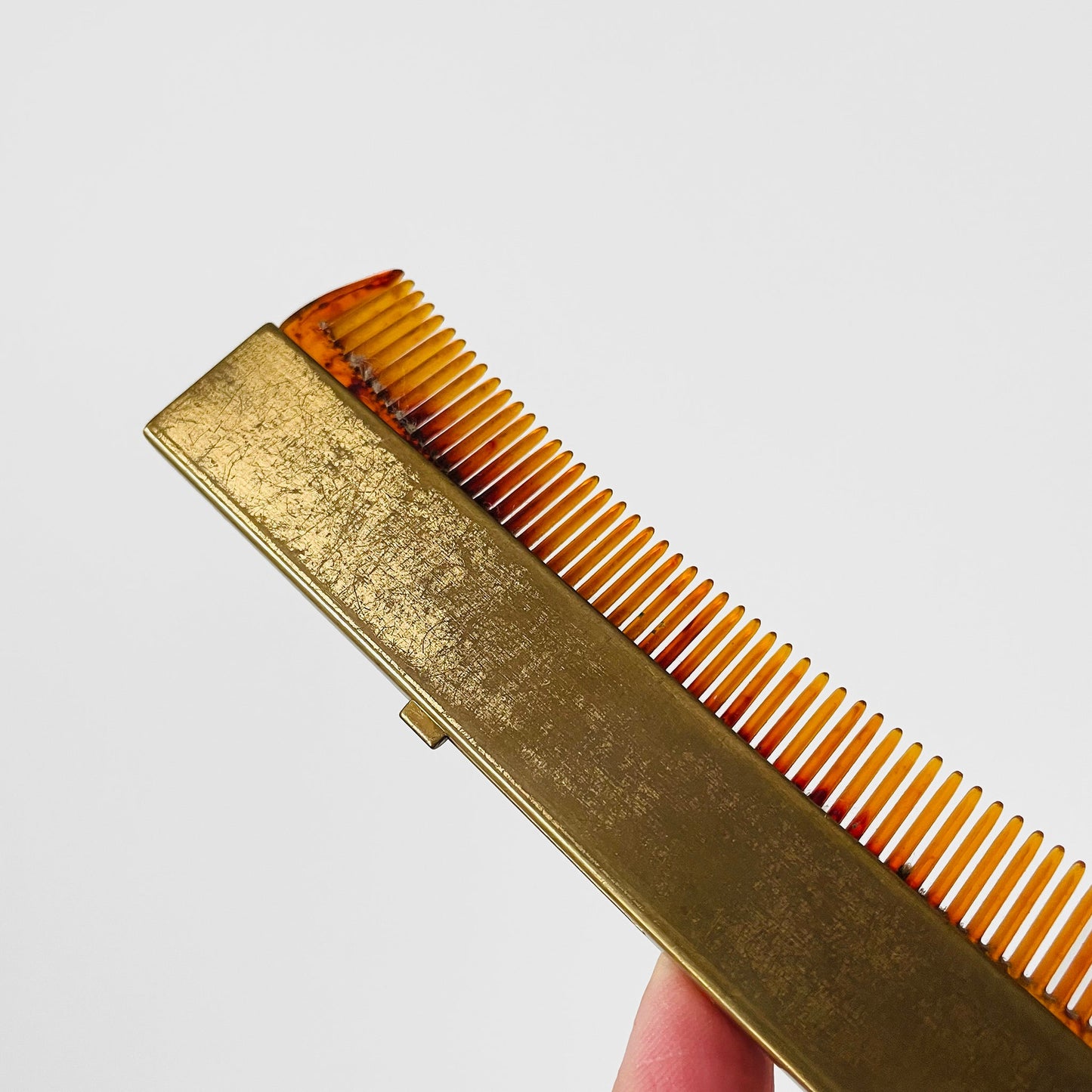 Abalone and Brass Retractable Comb