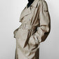 1970s - 1980s Tan Beige YSLR Yves Saint Laurent Double-Breasted Belted Trench Coat - 42/Tall