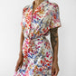 1960s Made in Canada Patterned Collared Short-Sleeve Button-Front Belted Dress
