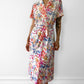 1960s Made in Canada Patterned Collared Short-Sleeve Button-Front Belted Dress