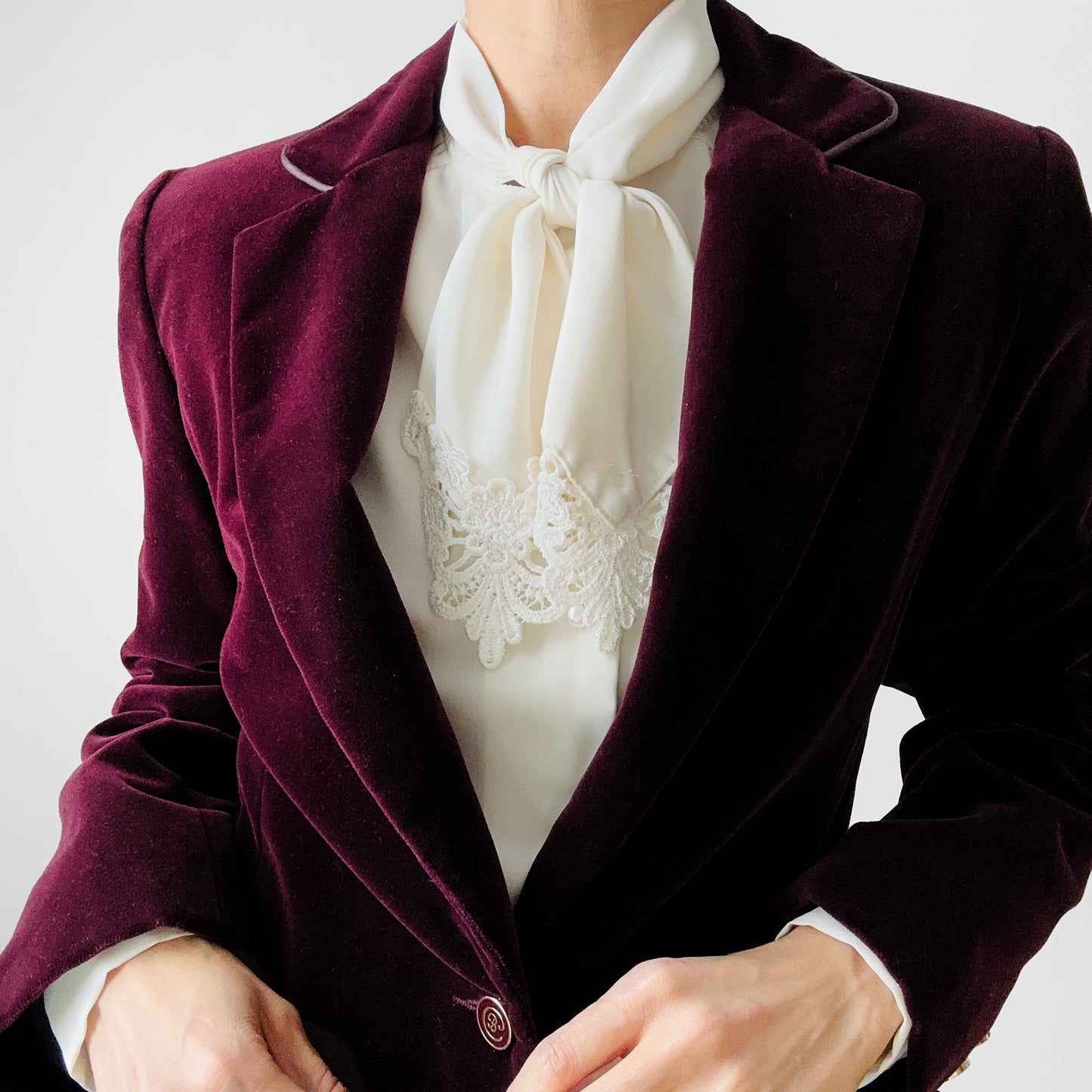 1960s - 1970s Plum Wine Cotton Velvet Fitted Blazer Jacket - Sz. S