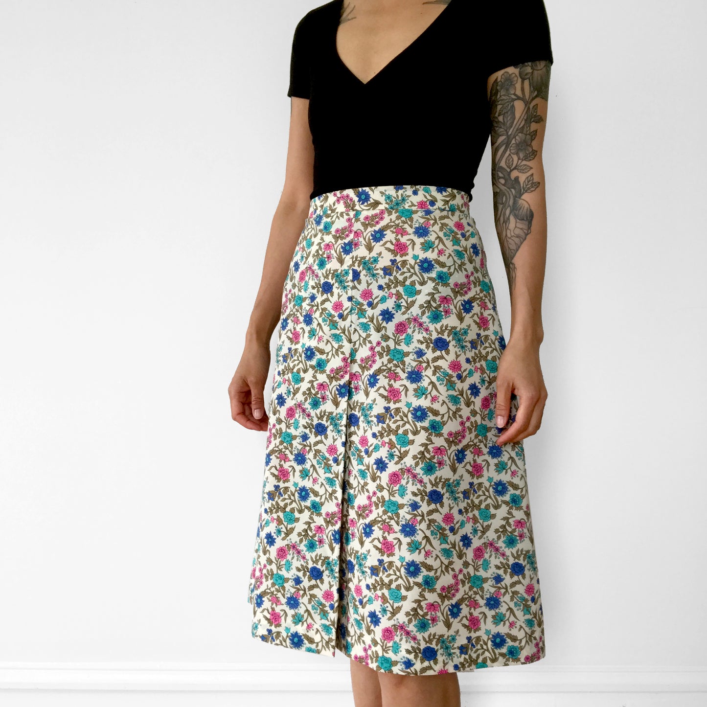 1970s Floral A-line Skirt