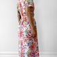 1960s Made in Canada Patterned Collared Short-Sleeve Button-Front Belted Dress