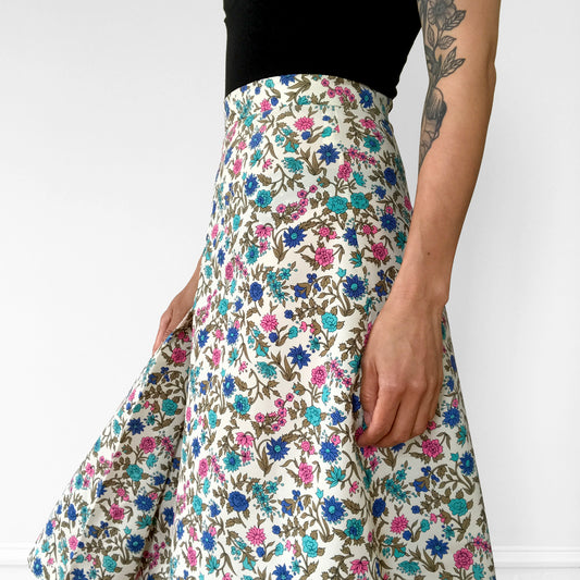 1970s Floral A-line Skirt