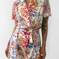 1960s Made in Canada Patterned Collared Short-Sleeve Button-Front Belted Dress